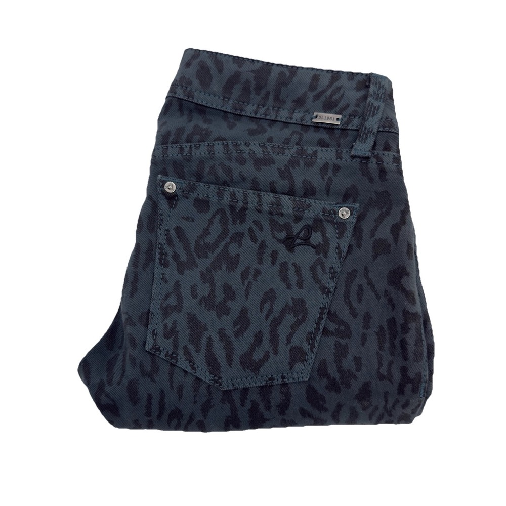 DL1961 Emma Teal Cougar Print Jeggings 4 Way Stretch‎ Women's Size 25